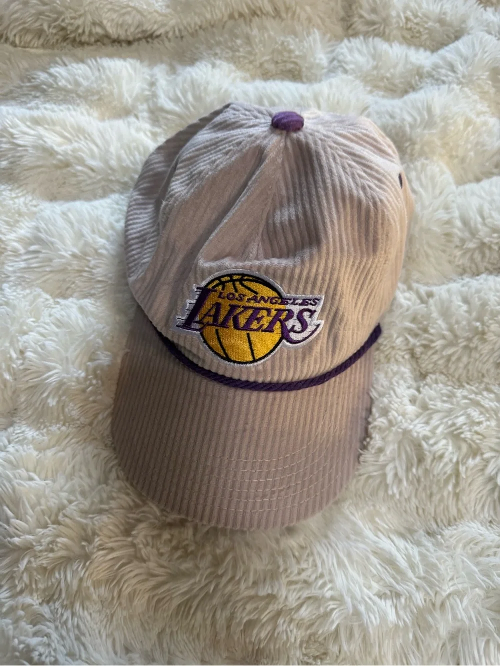 Lakers Corduroy Cap in Lavender with Purple Trim